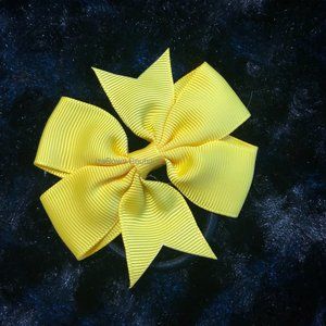 SET of Sunflower Yellow 3" Pinwheel Bow Ponytail  (2)   PO4099  Handmade NWT